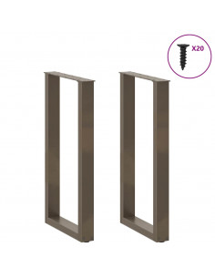 Gambe per tavolo da bar a forma di U 2 pz in acciaio naturale 40x(90-91) cm 2