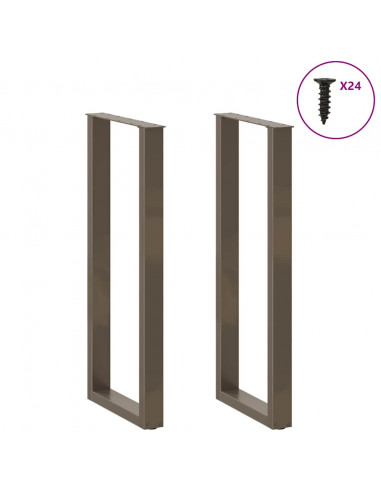 Gambe per tavolo da bar a forma di U 2 pz in acciaio naturale 50x(110-111) cm