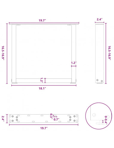 Gambe per Tavolino da Caffè a Forma di U 2 pz Acciaio Naturale 50x(42-43) cm Acciaio