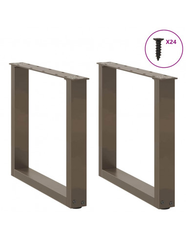 Gambe per Tavolino da Caffè a Forma di U 2 pz Acciaio Naturale 50x(42-43) cm Acciaio