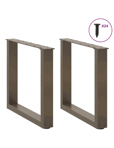 Gambe per Tavolino da Caffè a Forma di U 2 pz Acciaio Naturale 50x(42-43) cm Acciaio