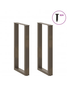 Gambe per tavolo da bar a forma di U 2 pz in acciaio naturale 50x(90-91) cm 2