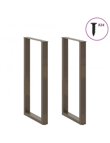 Gambe per tavolo da bar a forma di U 2 pz in acciaio naturale 60x(110-111) cm