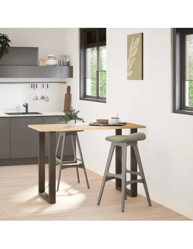 Gambe per tavolo da bar a forma di U 2 pz in acciaio naturale 60x(90-91) cm