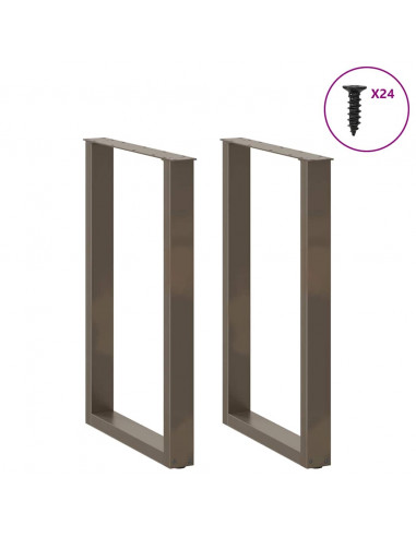 Gambe per tavolo da bar a forma di U 2 pz in acciaio naturale 60x(90-91) cm