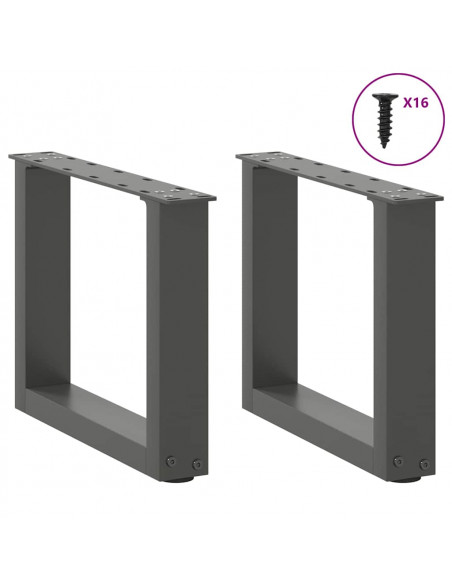 Gambe per Tavolino da Caffè a Forma di U 2 pz Antracite 30x(30-31) cm Acciaio