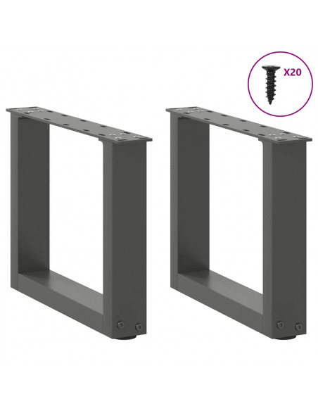 Gambe per Tavolino da Caffè a Forma di U 2 pz Antracite 40x(30-31) cm Acciaio