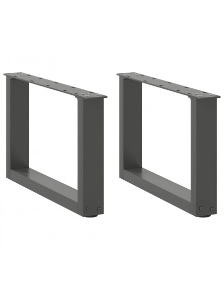 Gambe Tavolino Caffè a U 2 pz Antracite 50x(30-31)cm in Acciaio