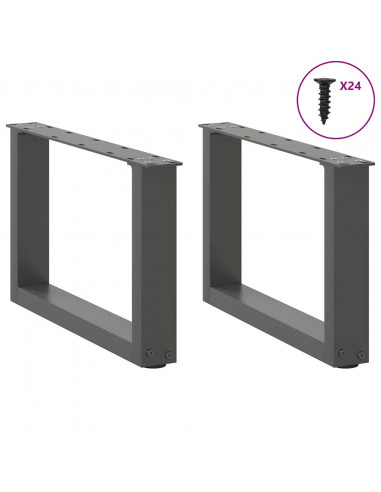 Gambe per Tavolino da Caffè a Forma di U 2 pz Antracite 50x(30-31) cm Acciaio