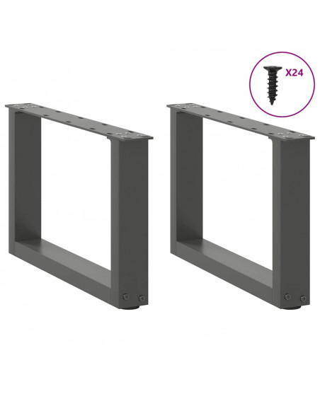 Gambe per Tavolino da Caffè a Forma di U 2 pz Antracite 50x(30-31) cm Acciaio