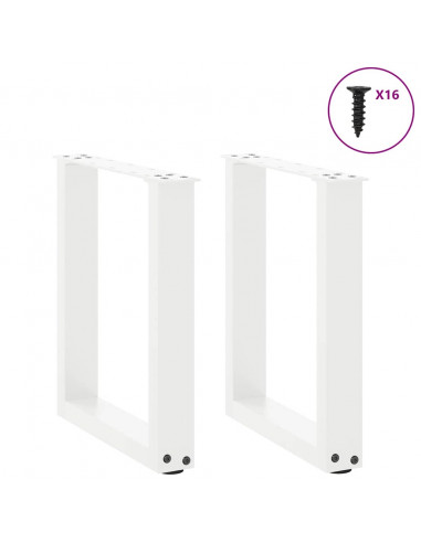 Gambe per Tavolino da Caffè a Forma di U 2 pz Bianche 28x(42-43) cm Acciaio
