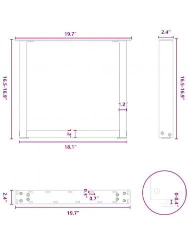 Gambe per Tavolino da Caffè a Forma di U 2 pz Bianche 50x(42-43) cm Acciaio