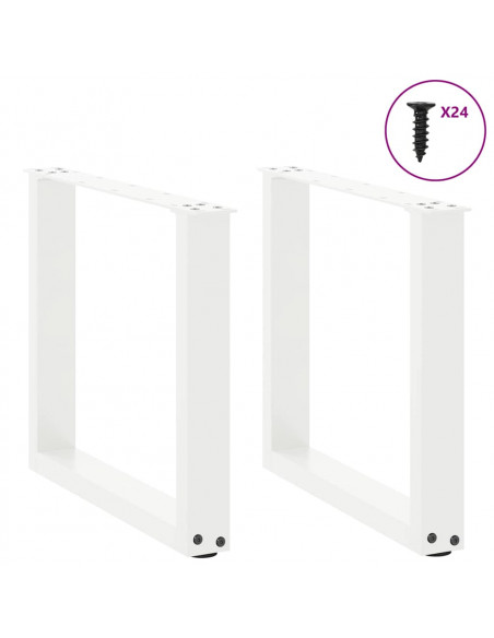 Gambe Tavolino Caffè a U 2 pz Bianco 50x(42-43) cm Acciaio