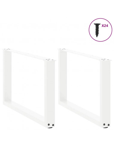 Gambe Tavolino Caffè a U 2 pz Bianco 60x(42-43) cm Acciaio