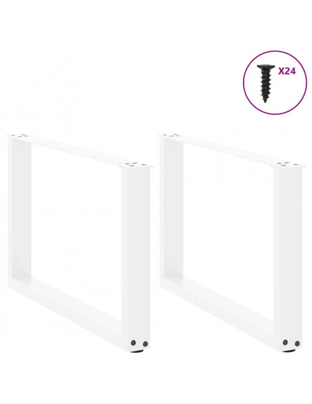 Gambe Tavolino Caffè a U 2 pz Bianco 60x(42-43) cm Acciaio