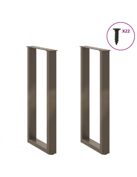 Gambe per tavolo consolle a forma di U 2 pz in acciaio naturale 38x(72-73) cm