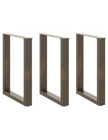 Gambe Tavolino Caffè a U 3 pz Naturale 70x(72-73) cm in Acciaio