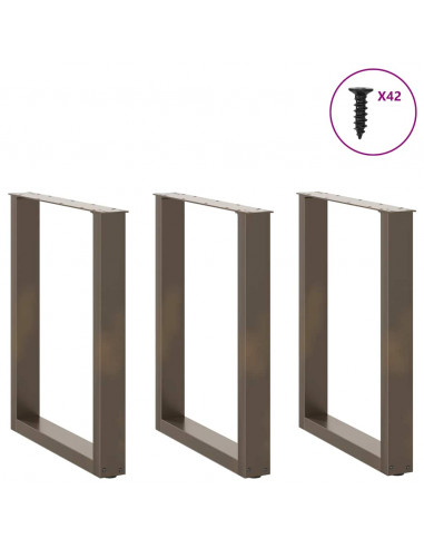 Gambe Tavolino Caffè a U 3 pz Naturale 70x(72-73) cm in Acciaio