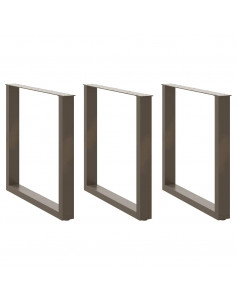 Gambe Tavolino Caffè a U 3 pz Naturale 80x(72-73)cm in Acciaio 2