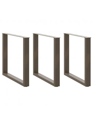 Gambe Tavolino Caffè a U 3 pz Naturale 80x(72-73)cm in Acciaio