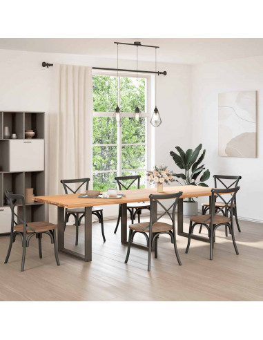 Gambe Tavolino Caffè a U 3 pz Naturale 80x(72-73)cm in Acciaio