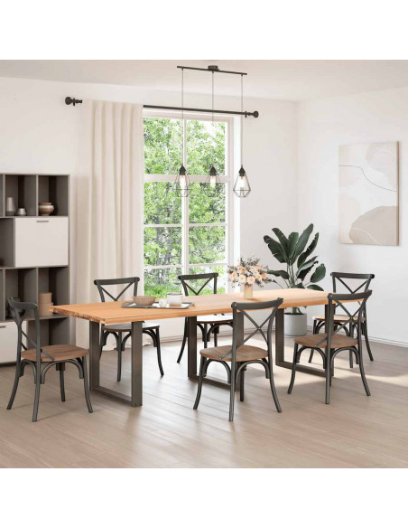 Gambe Tavolino Caffè a U 3 pz Naturale 80x(72-73)cm in Acciaio