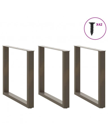 Gambe Tavolino Caffè a U 3 pz Naturale 80x(72-73)cm in Acciaio