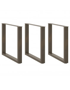 Gambe Tavolino Caffè a U 3 pz Naturale 90x(72-73)cm in Acciaio 2