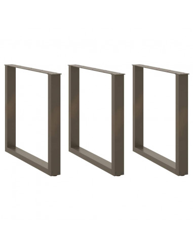 Gambe Tavolino Caffè a U 3 pz Naturale 90x(72-73)cm in Acciaio