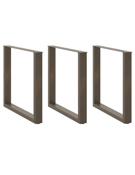 Gambe Tavolino Caffè a U 3 pz Naturale 90x(72-73)cm in Acciaio