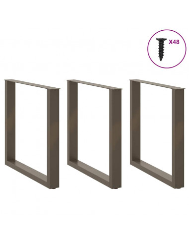 Gambe Tavolino Caffè a U 3 pz Naturale 90x(72-73)cm in Acciaio