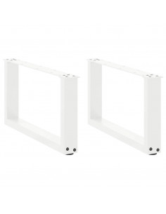 Gambe Tavolino da Caffè a U 2 pz Bianco 60x(30-31)cm in Acciaio 2