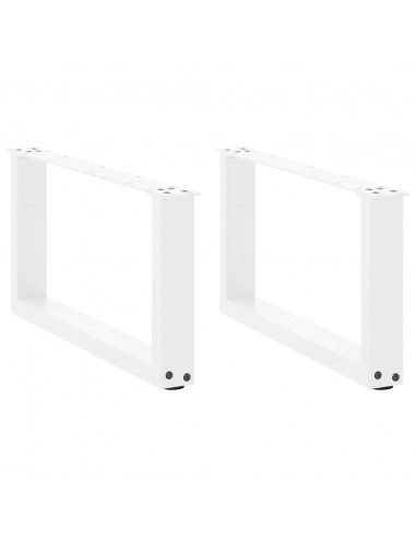 Gambe Tavolino da Caffè a U 2 pz Bianco 60x(30-31)cm in Acciaio