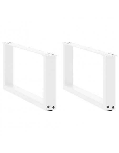 Gambe Tavolino da Caffè a U 2 pz Bianco 60x(30-31)cm in Acciaio