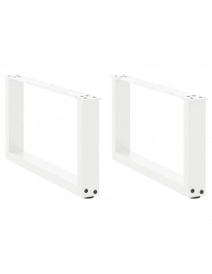 Gambe Tavolino da Caffè a U 2 pz Bianco 70x(30-31)cm in Acciaio 2
