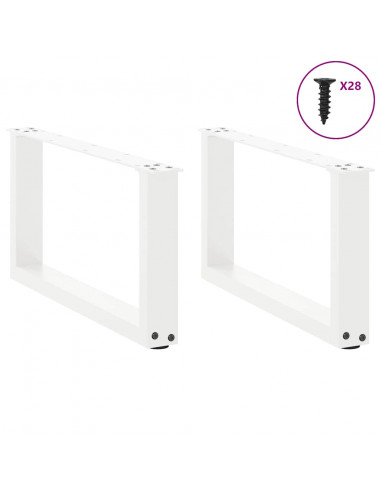 Gambe Tavolino da Caffè a U 2 pz Bianco 70x(30-31)cm in Acciaio