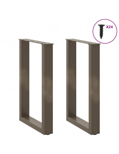 Gambe Tavolo Pranzo a U 2 pz 50x(72-73) cm Acciaio