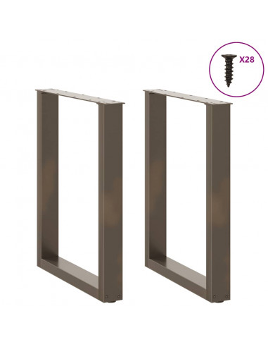 Gambe Tavolo Pranzo a U 2 pz 70x(72-73) cm Acciaio