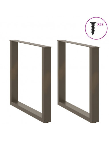 Gambe Tavolo Pranzo a U 2 pz 90x(72-73) cm Acciaio