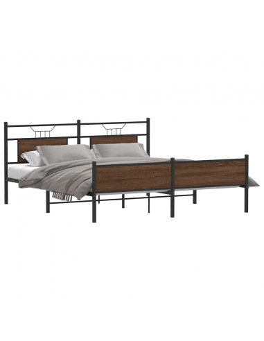 Giroletto senza Materaso in Metallo Rovere Marrone 180x200 cm