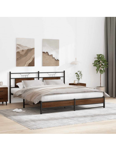 Giroletto senza Materaso in Metallo Rovere Marrone 180x200 cm