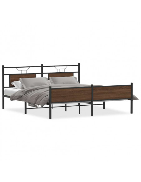 Giroletto senza Materaso in Metallo Rovere Marrone 183x213 cm