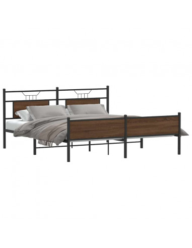 Giroletto senza Materaso in Metallo Rovere Marrone 183x213 cm