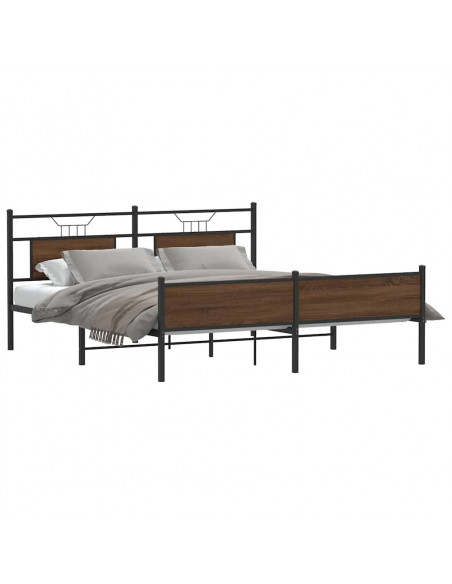 Giroletto senza Materaso in Metallo Rovere Marrone 183x213 cm