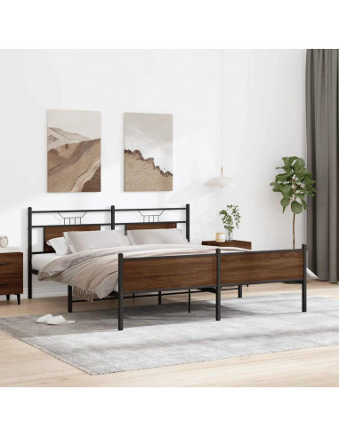 Giroletto senza Materaso in Metallo Rovere Marrone 183x213 cm