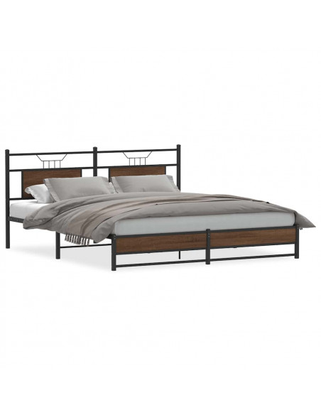 Giroletto senza Materaso in Metallo Rovere Marrone 183x213 cm
