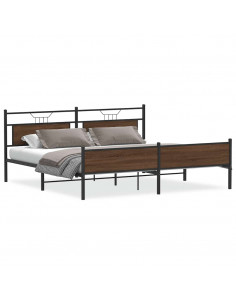 Giroletto senza Materaso in Metallo Rovere Marrone 193x203 cm 2
