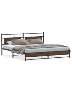 Giroletto senza Materaso in Metallo Rovere Marrone 193x203 cm 2