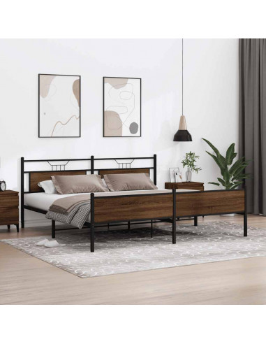 Giroletto senza Materaso in Metallo Rovere Marrone 200x200 cm