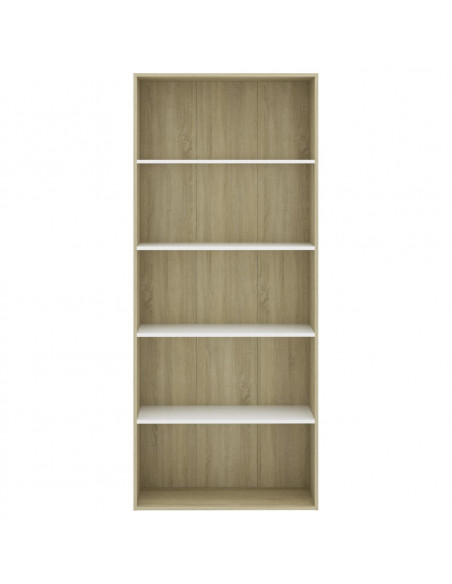 Libreria 5 Ripiani Bianco Rovere Sonoma 80x30x189cm Multistrato